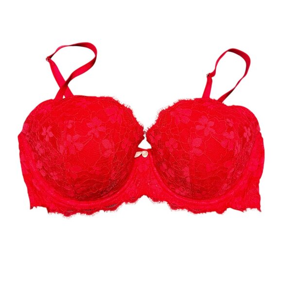 Victorias‎ Secret Bra Dream Angels Lined Demi Red Floral Lace 34DD - Picture 1 of 8
